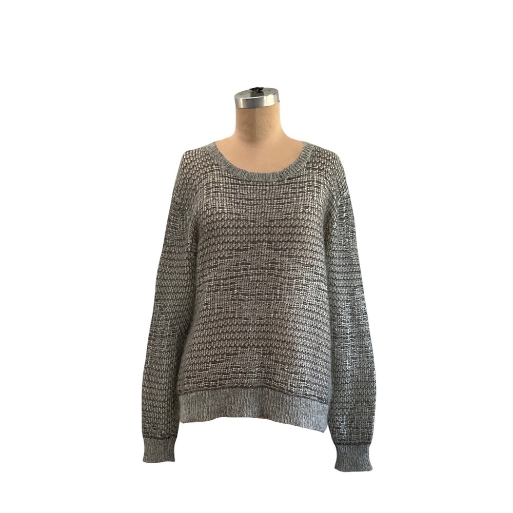 AllSaints Squro Jumper Gray Black Metallic Open Knit Mohair Blend Women's US 10